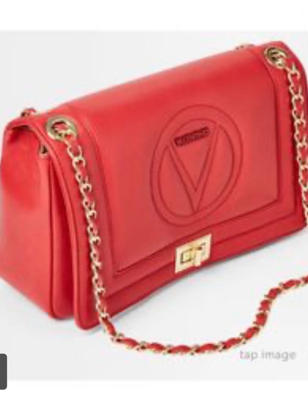 Valentino Red Leather Shoulder Bag with Gold Chain